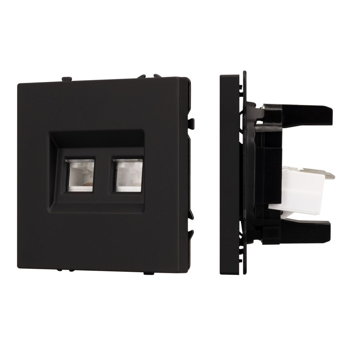 Розетка компьютерная двойная софт-тач черный оникс Arlight SCT-MPC2-SFPL-BK (2хRJ-45, CAT6) 054313(1)