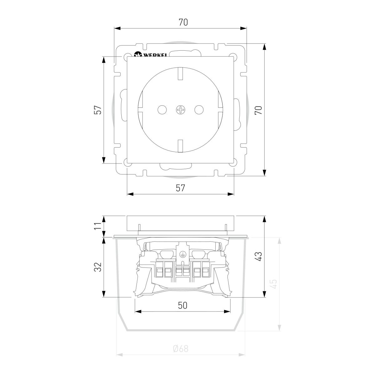Розетка с заземлением Werkel W1171065 4690389195570 a063612