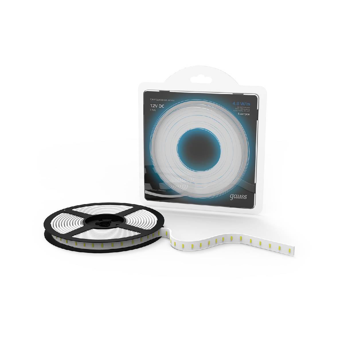 Светодиодная влагозащищенная лента Gauss 4,8W/m 60LED/m 2835SMD синий 5M 311000505 Светодиодная влагозащищенная лента Gauss 4,8W/m 60LED/m 2835SMD синий 5M 311000505