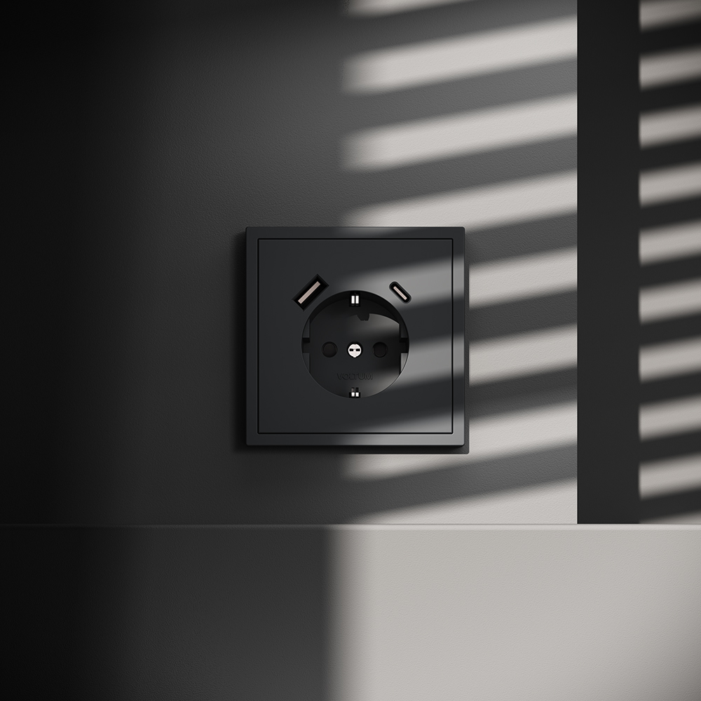 Розетка с USB, A+C Voltum S70 VLS040507 (графит)