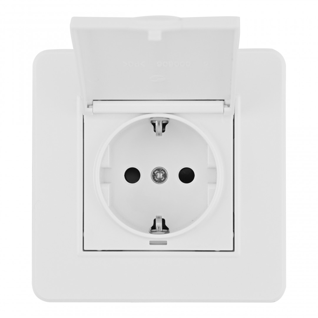 Комплект розетки с/з и шторками, защитной крышкой и рамкой Arte Milano SET16-1-41-1 white