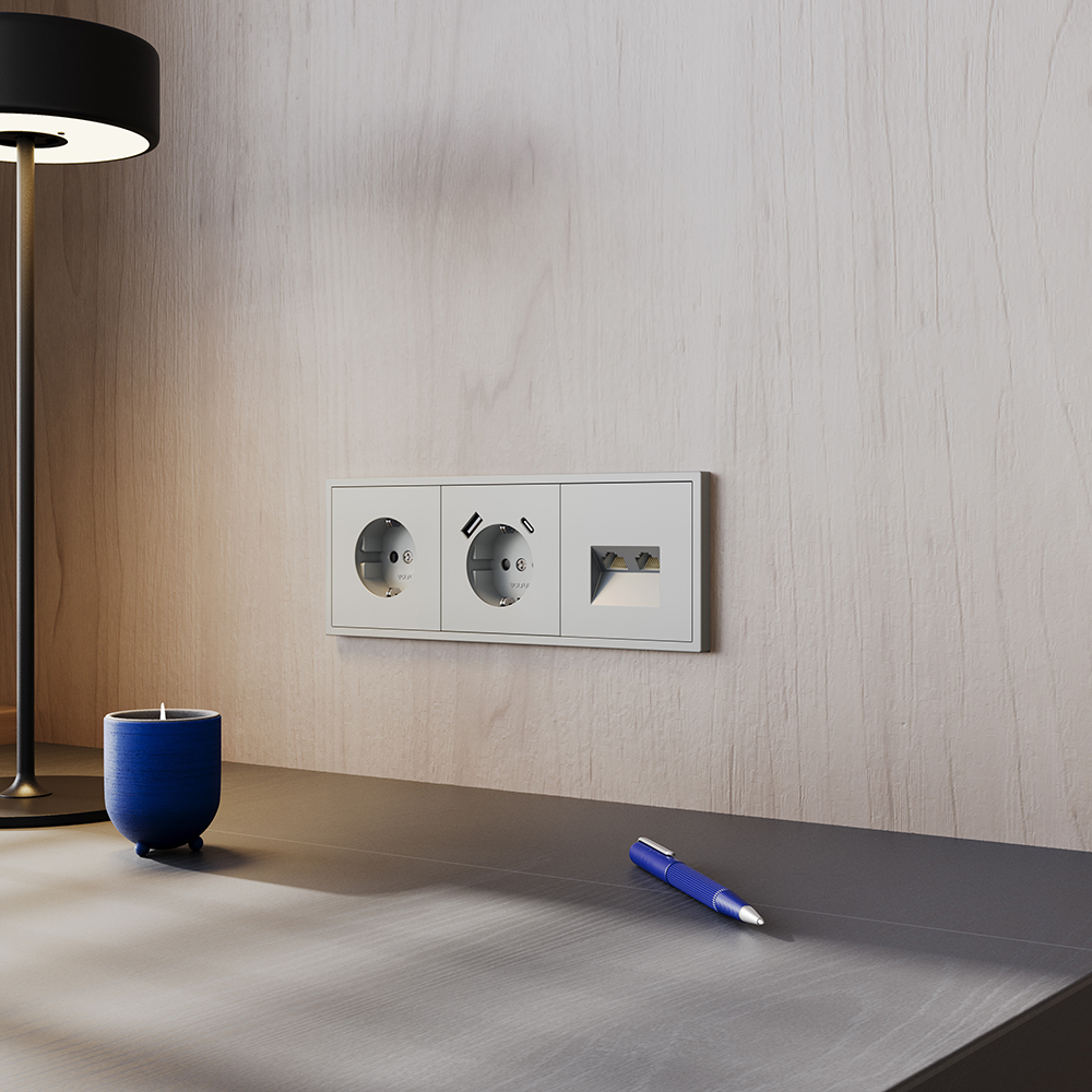 Розетка с USB, A+C Voltum S70 VLS040505 (сталь)