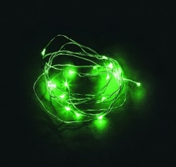 Гирлянда LED, IP20, зеленая, 2м, статическая, 20LED, от бат. 2хАА не в комплекте, "Стринг Лайт"