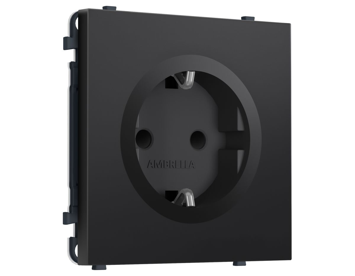 Комплект механизма электрической розетки SIGMA Черный матовый 50Hz 2P+E с/з с/ш 16A-250V QUANT PRO Ambrella Volt MS807010 (SP8070, PR141)