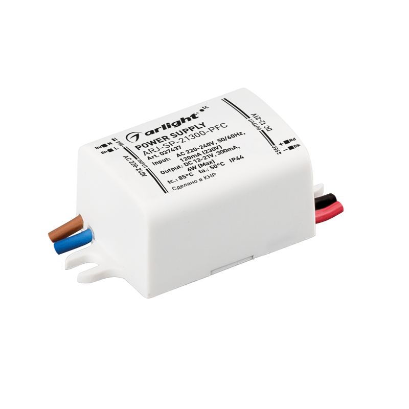 Блок питания Arlight ARJ-SP-21300-PFC (6W, 12-21V, 300mA) 037437 Блок питания Arlight ARJ-SP-21300-PFC (6W, 12-21V, 300mA) 037437