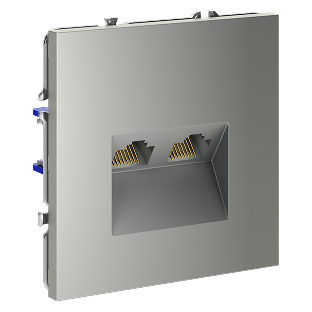 Розетка компьютерная двойная Voltum S70 VLS060205 (сталь)