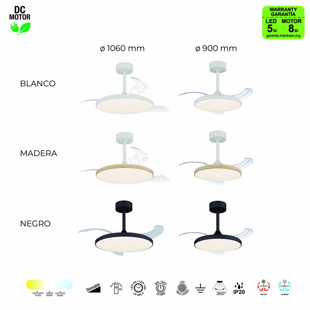 Люстра-вентилятор Mantra Slim Fan 9008