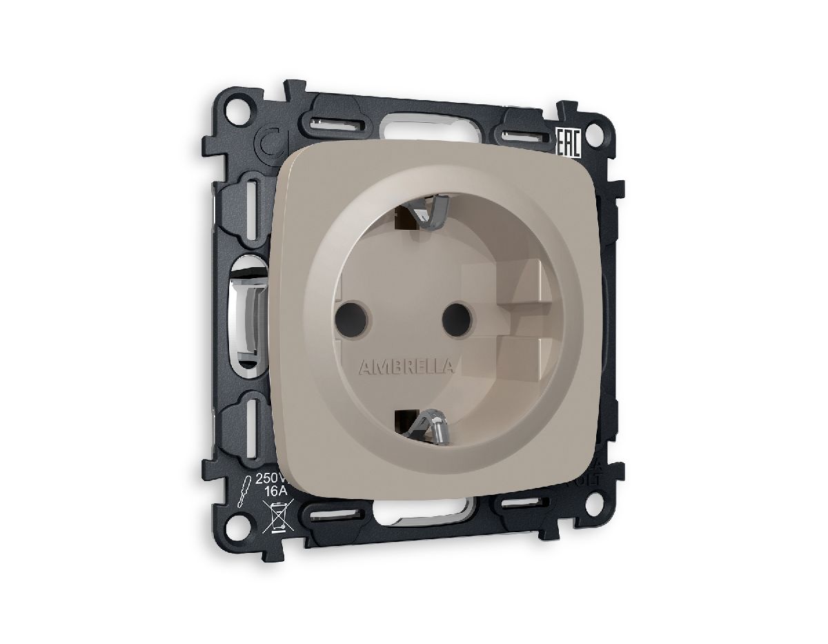 Комплект механизма розетки с/з со шторками Ambrella Volt Omega MO367010