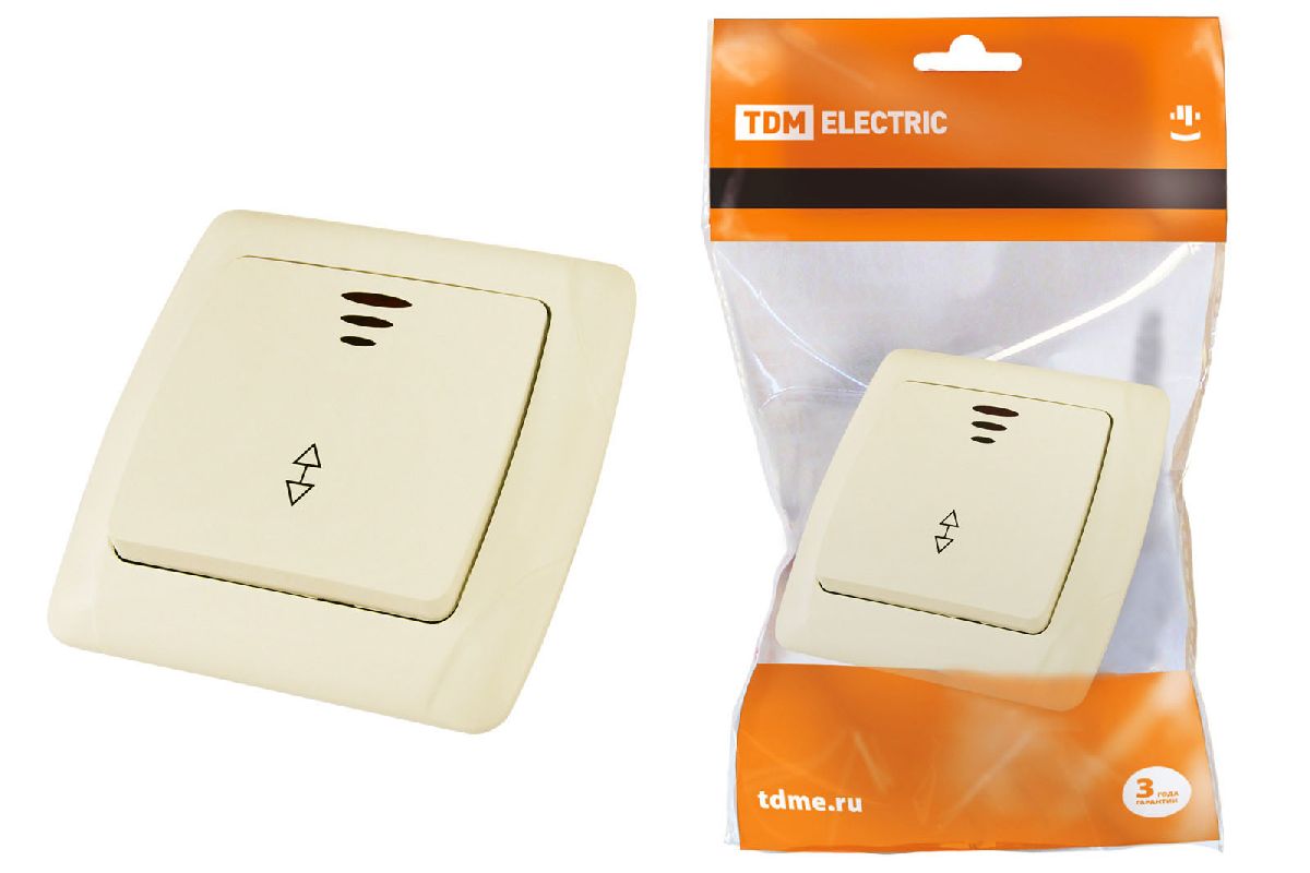 Выключатель одноклавишный с подсветкой на 2 направления Онега TDM Electric SQ1805-0035