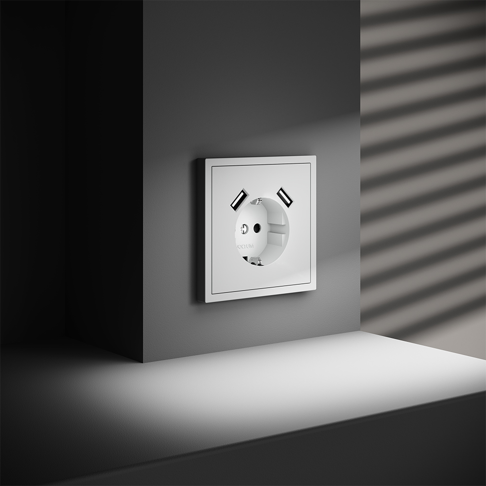 Розетка с USB Voltum S70 VLS040402 (белый матовый)