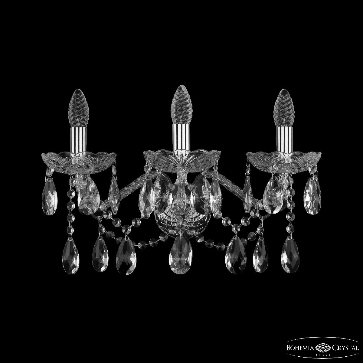 Бра Bohemia Ivele Crystal 1413B/3/200/XL Ni Бра Bohemia Ivele Crystal 1413B/3/200/XL Ni