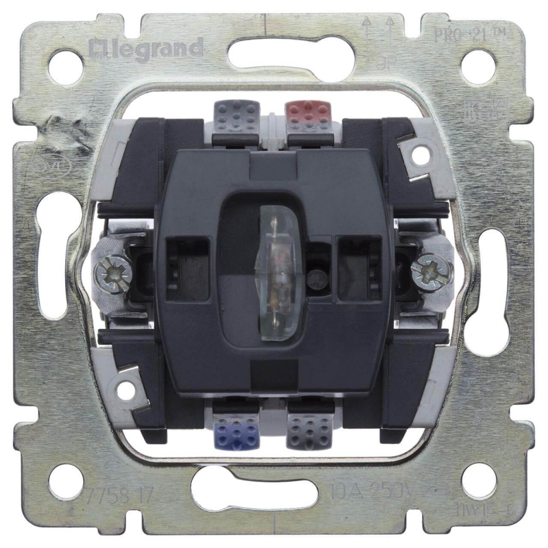 Переключатель одноклавишный кнопочный на 2 направления Legrand Galea Life 10A 250V с подсветкой 775817