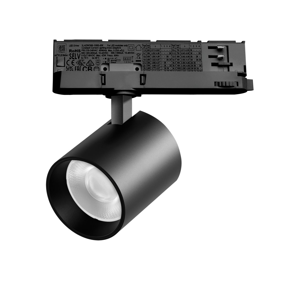 Трековый трехфазный светильник Quattro LED 36G с адаптером Lightstar Alta Base A5437QT36G (215437 + 594047 + 215403)