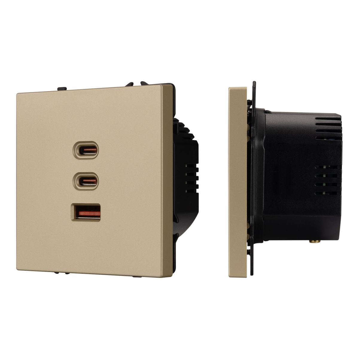USB Розетка тип А+С+С софт-тач золотой песок Arlight SCT-MUACC-SFPL-FC-GD (65W, QC3) 061836(1)