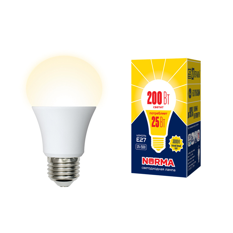Лампа светодиодная (UL-00004469) Volpe E27 25W 3000K матовая LED-A70-25W/3000K/E27/FR/NR Лампа светодиодная (UL-00004469) Volpe E27 25W 3000K матовая LED-A70-25W/3000K/E27/FR/NR