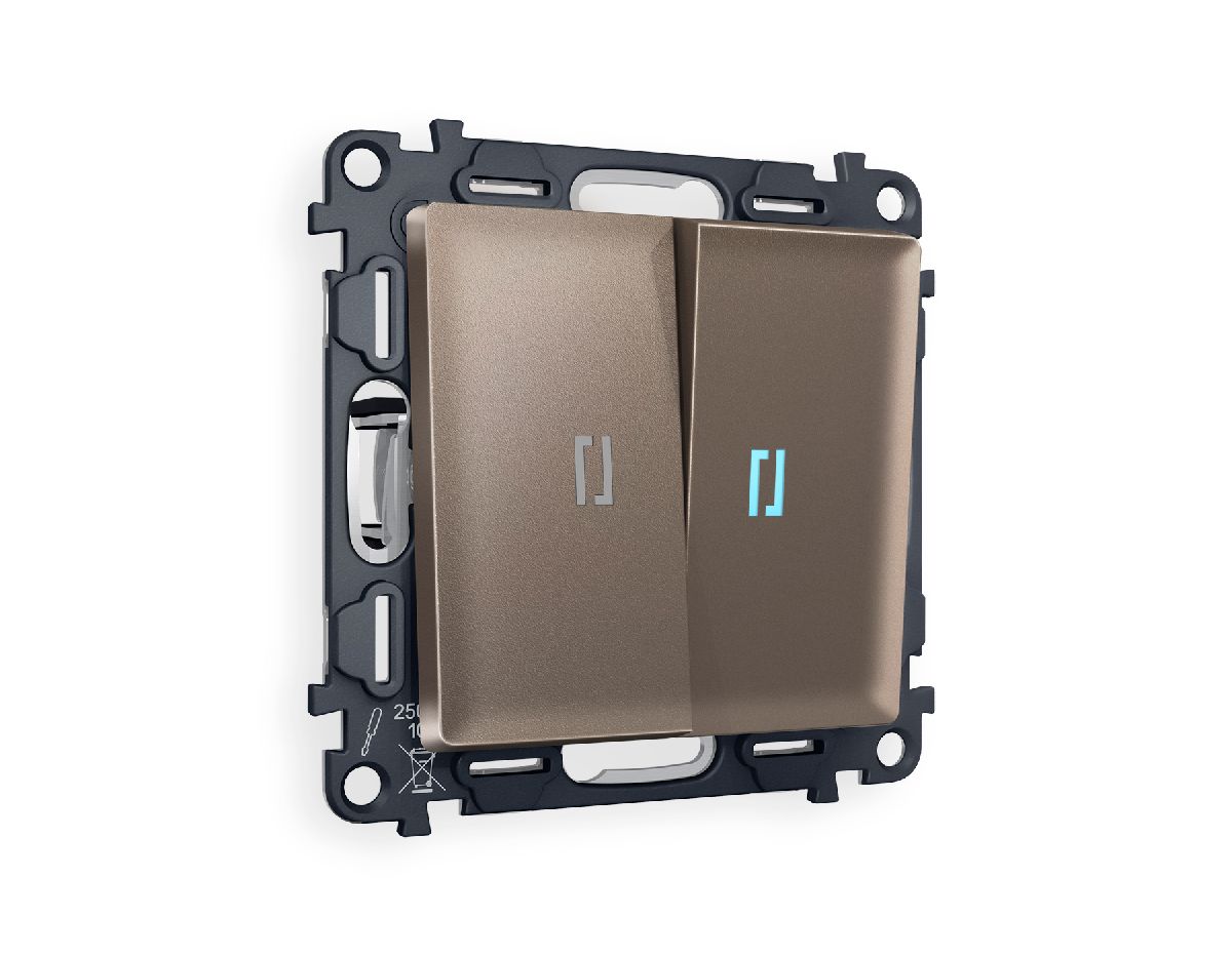 Комплект механизма 2-кл проходного выключателя с подсветкой Ambrella Volt Alfa MA634040