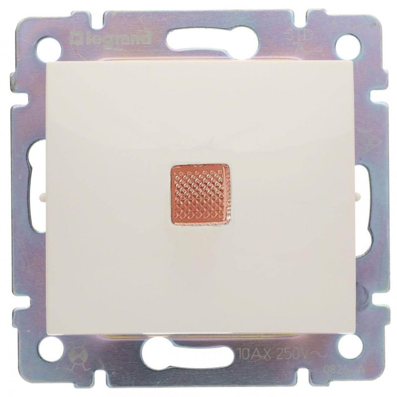 Переключатель одноклавишный на 2 направления Legrand Valena 10A 250V с подсветкой слоновая кость 774325