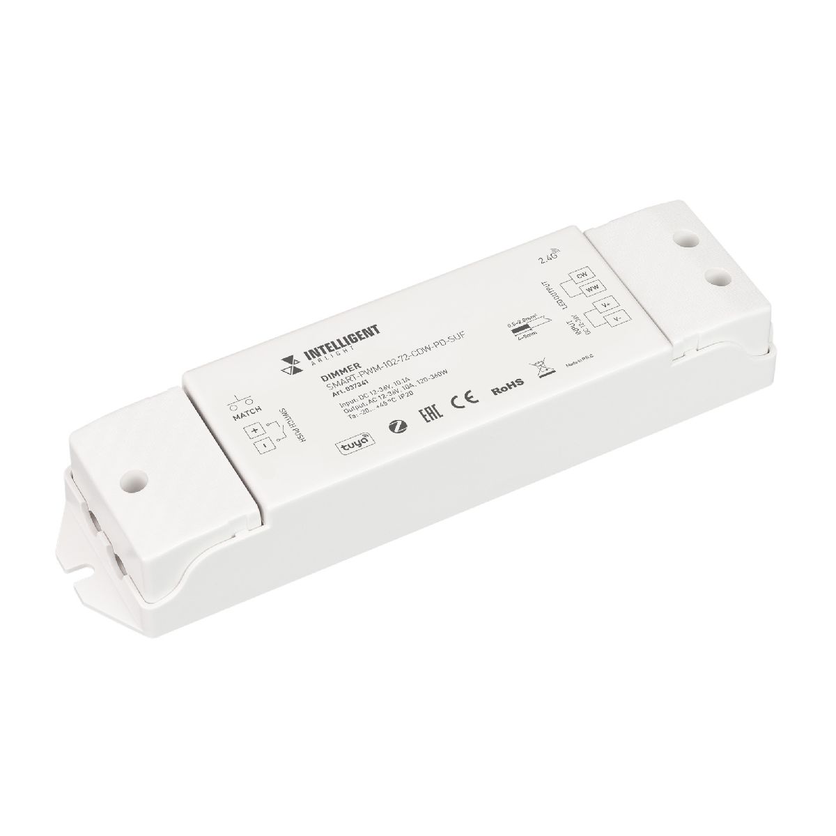 Диммер Arlight SMART-PWM-102-72-CDW-PD-SUF (12-36V, 2x5A, ZB, 2.4G) 037341 Диммер Arlight SMART-PWM-102-72-CDW-PD-SUF (12-36V, 2x5A, ZB, 2.4G) 037341