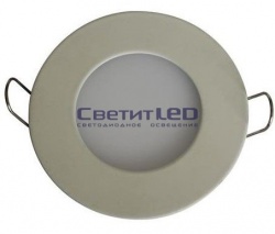 Светильник LED встраиваемый, круг, матовый хром, 6W, 220V, холодный 6000К, 164Lm, HL687L6MATCH