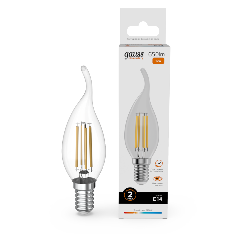 Лампа светодиодная Gauss Filament Elementary E14 10W 2700K 42110 Лампа светодиодная Gauss Filament Elementary E14 10W 2700K 42110