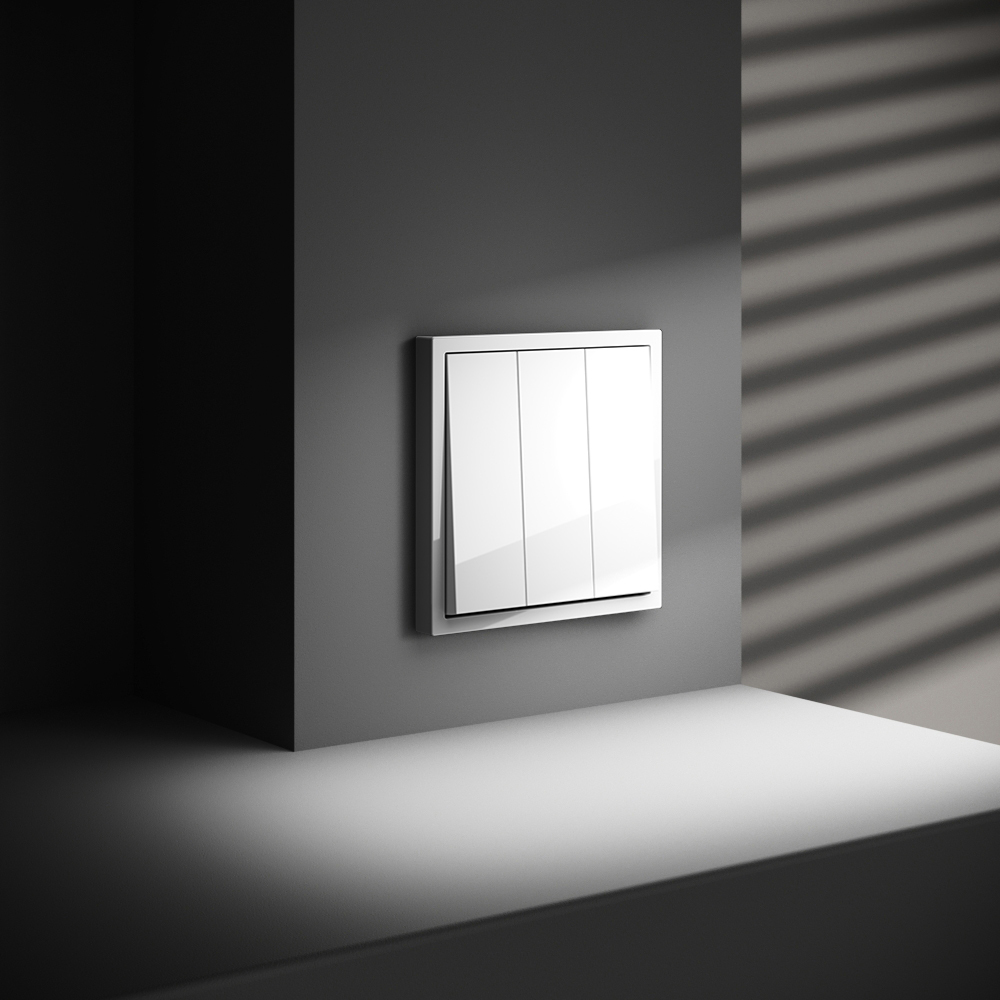 Выключатель трехклавишный Voltum S70 VLS030101 (белый глянцевый)