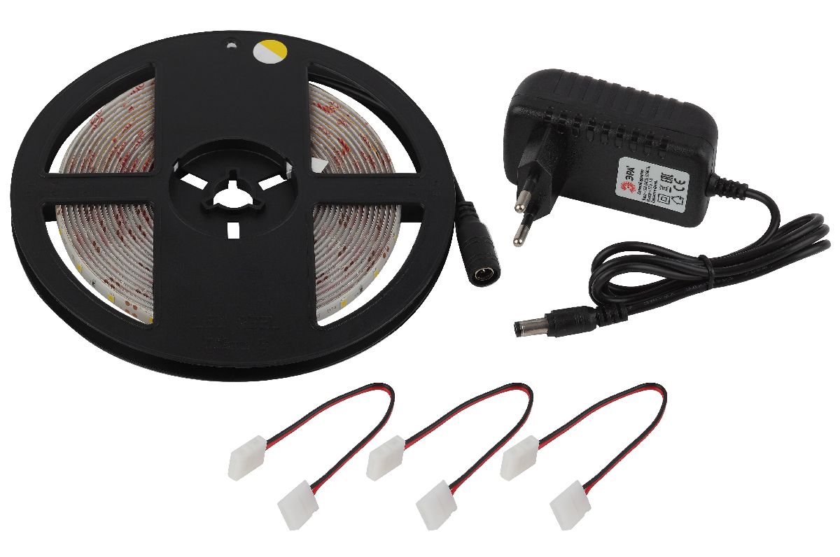 Комплект светодиодной ленты Эра 12В 2835 4,8Вт/м 2700K 5м IP65 2835kit-4,8-60-12-IP65-2700-5m Б0043064 Комплект светодиодной ленты Эра 12В 2835 4,8Вт/м 2700K 5м IP65 2835kit-4,8-60-12-IP65-2700-5m Б0043064