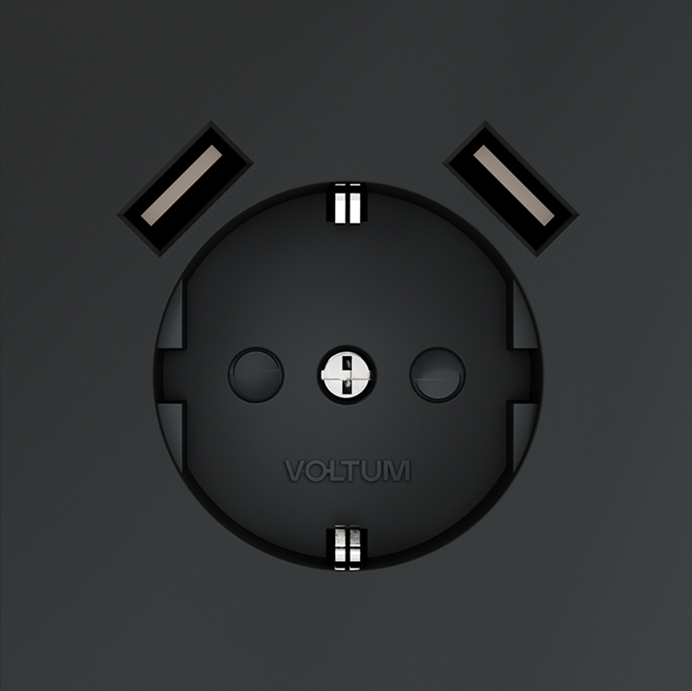 Розетка с USB, А+А Voltum S70 VLS040407 (графит)