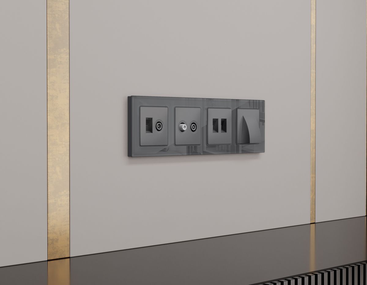 Комплект вывода кабеля с фиксатором Alfa Антрацит серый Quant Ambrella Volt MA665810 (AP6658, VM238)