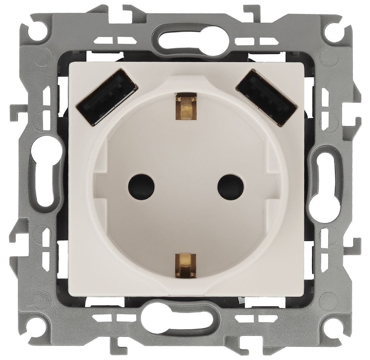 Розетка 2P+E со шторками и 2xUSB Эра 12-4109-02 Б0047841