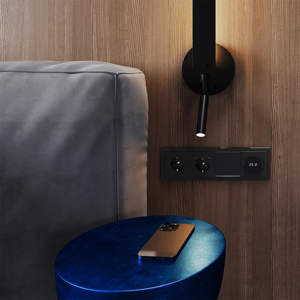 Рамка на 4 поста Voltum S70 VLS110408 (черный,стекло)