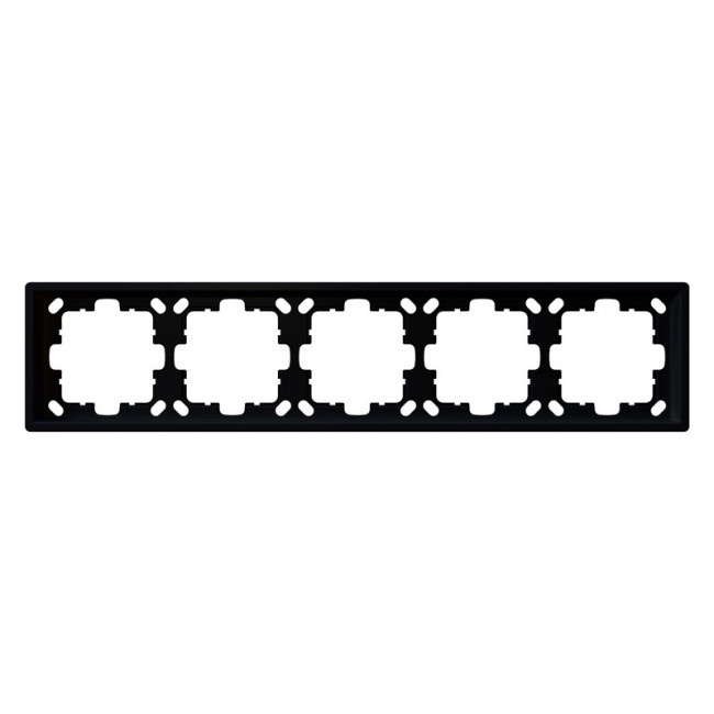 Рамка серия FD 5-постовая, цвет Черный матовый (soft touch) Jasmart FD1005PBM