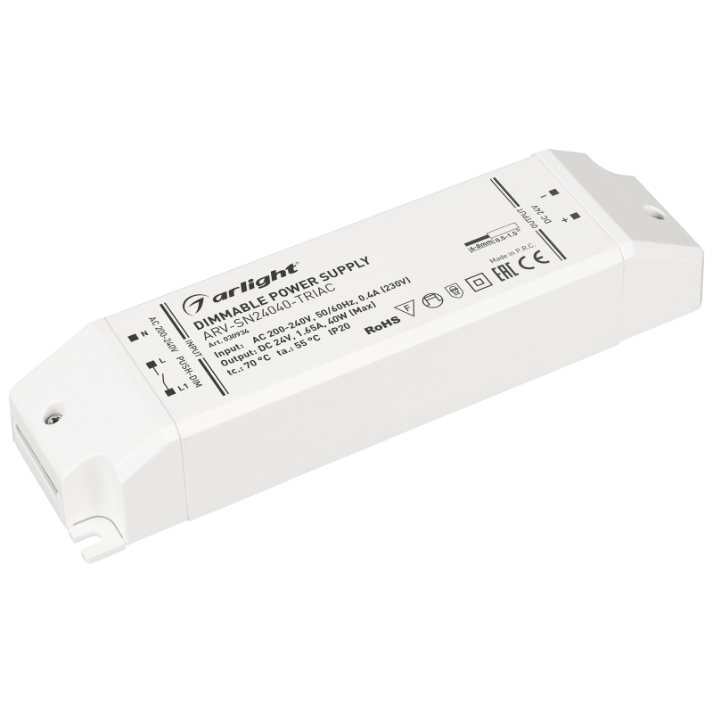 Блок питания Arlight ARV-SN24040-Triac (24V, 1.65A, 40W) 030934 Блок питания Arlight ARV-SN24040-Triac (24V, 1.65A, 40W) 030934