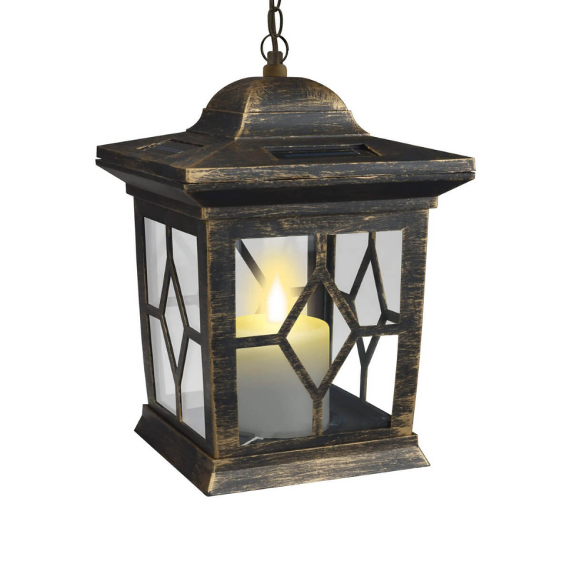 Подвесной светильник на солнечных батареях (10227) Uniel USL-S-180/PT220 Bronze lantern