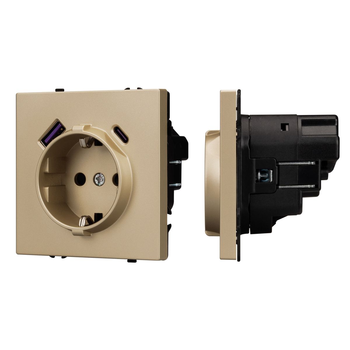 Механизм розетки с USB зарядкой Arlight SCT-NOBE-MUAC-SFPL-GD (230V, 16A) 054286