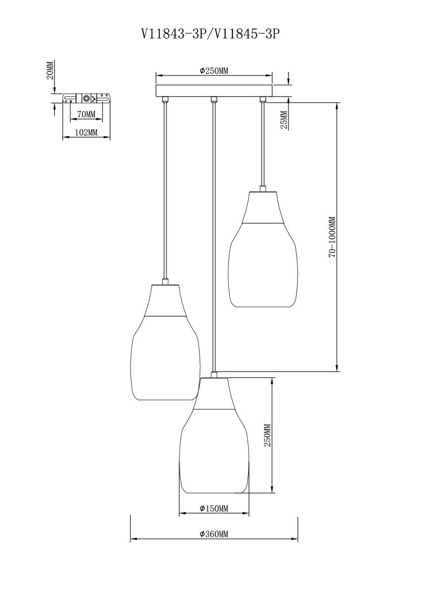 Подвесной светильник Moderli Adalina V11843-3P