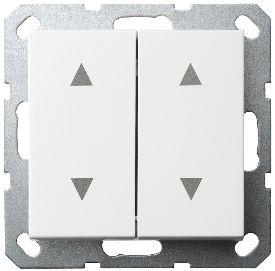 Выключатель двухклавишный Jasmart для жалюзи/штор в комплекте с накладкой белый глянцевый 10A 250V G3028W