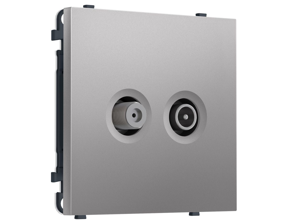 Комплект механизма розетки TV оконечной + SAT SIGMA Сталь матовый 5-862MHz 3.5dB/950-2150MHz 3.8dB QUANT PRO Ambrella Volt MS513310 (SP5133, PR217)