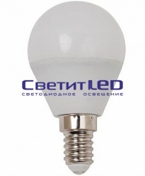 Лампа LED E14(шар), 6W, 220V, теплый 3000К, 500Lm
