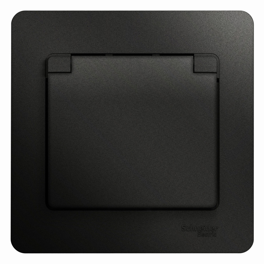 Розетка с/з со шторками с крышкой, 16А Systeme Electric Glossa Антрацит GSL000746