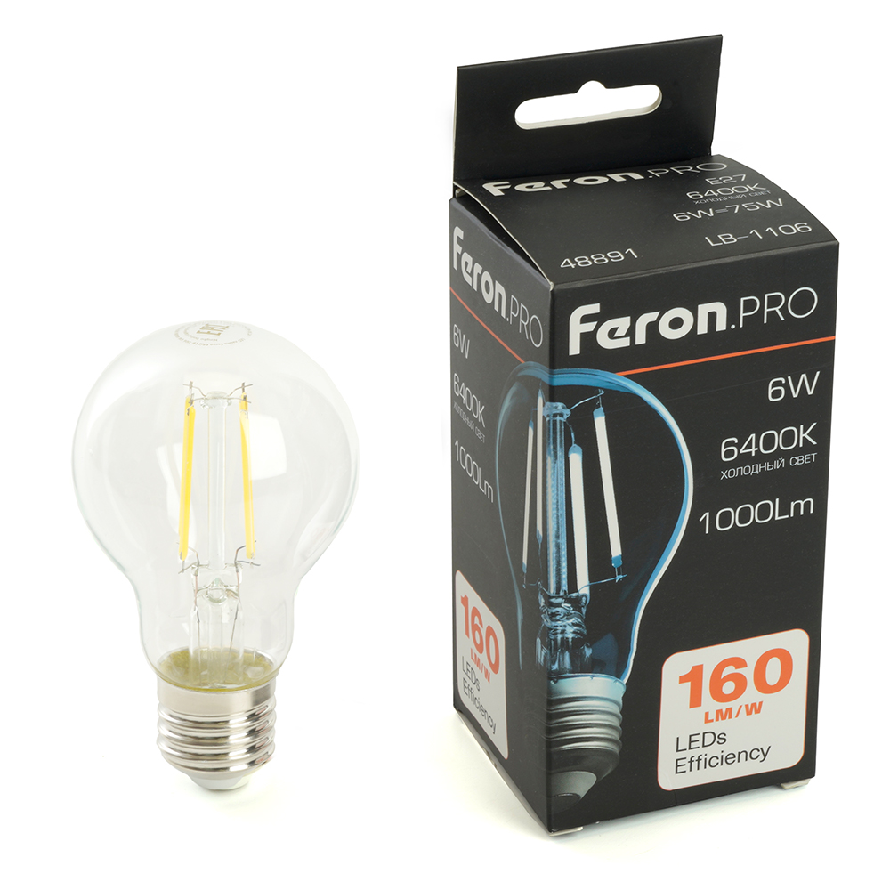 Светодиодная лампа Feron LB-1106 E27 6W 6400K 48891 Светодиодная лампа Feron LB-1106 E27 6W 6400K 48891