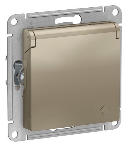 Розетка с заземлением со шторками и крышкой Schneider Electric Atlas design ATN000546
