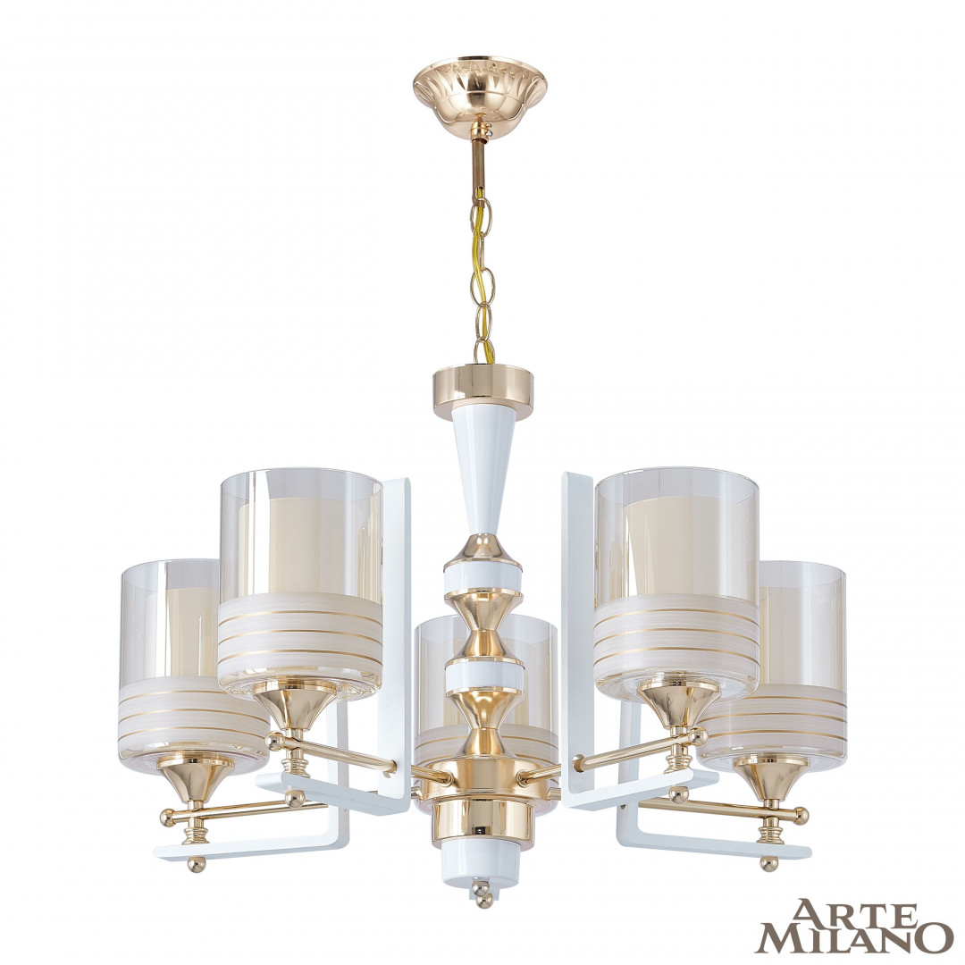 Подвесная люстра Arte Milano Florentia-6087 306087/5 Wh/Gd Подвесная люстра Arte Milano Florentia-6087 306087/5 Wh/Gd