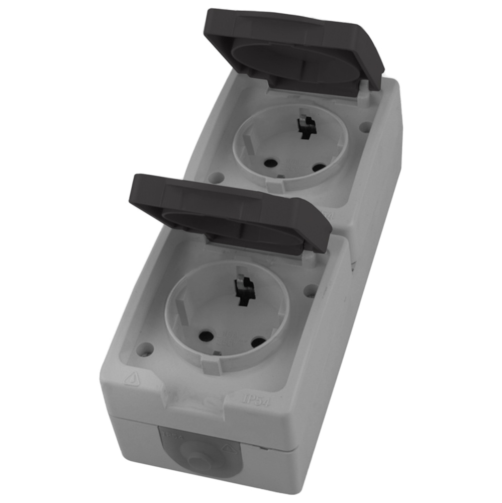 Розетка двухместная с крышкой с/з Stekker Велена PST16-12-54V 49724