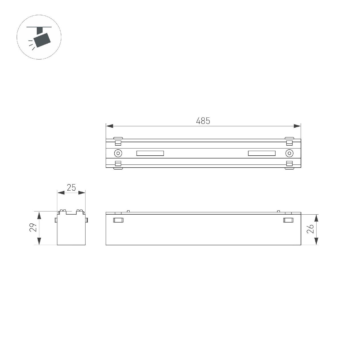 Трековый магнитный светильник Arlight MAG-VIBE-FLAT-L485-24W Warm3000 (WH, 100 deg, 48V) 044438