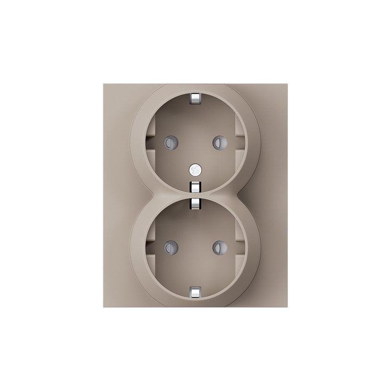 Розетка SETE 2-ая с/з с/у, со шторками 16А кашемир IP20/IP44 KRANZ KR-79-0703-2