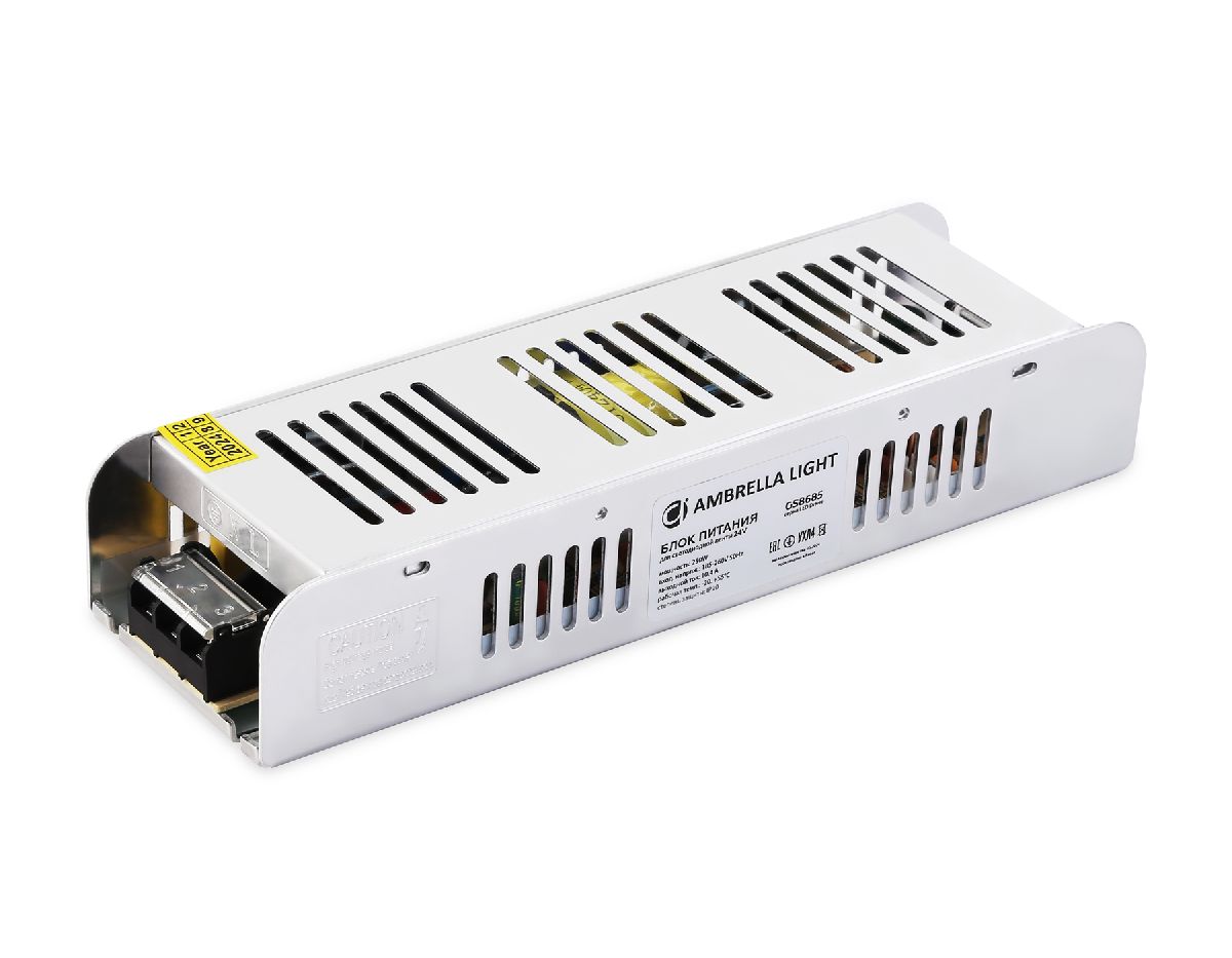 Блок питания с EMC для светодиодной ленты Ambrella Light Illumination 250Вт DC24В 10,4A IP20 GS8685 Блок питания с EMC для светодиодной ленты Ambrella Light Illumination 250Вт DC24В 10,4A IP20 GS8685