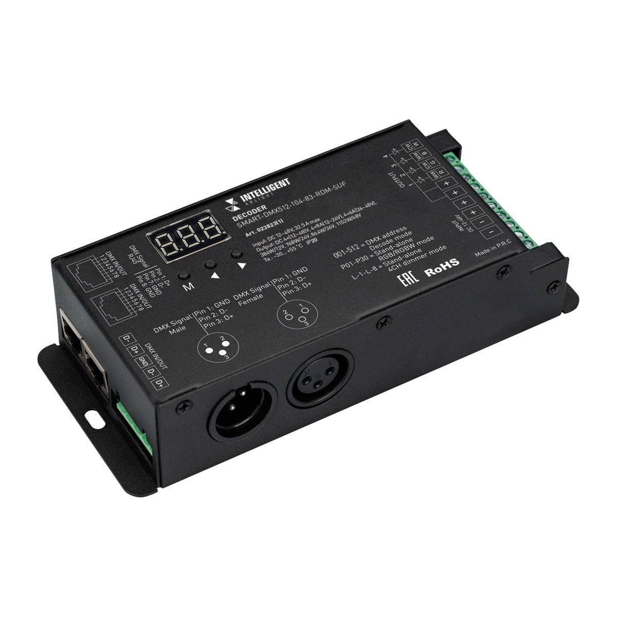 Декодер Arlight SMART-DMX512-104-83-RDM-SUF (12-48V, 4x8A, XLR3/RJ45) 023823(1) Декодер Arlight SMART-DMX512-104-83-RDM-SUF (12-48V, 4x8A, XLR3/RJ45) 023823(1)