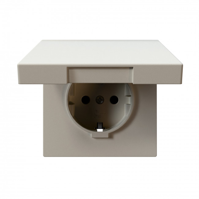 Розетка SCHUKO с крышкой и защитными шторками 16A 250V 2P+T, цвет Сахара Jasmart FD5505SH