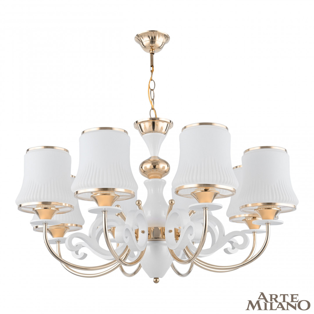 Подвесная люстра Arte Milano Florentia-1097 301097/8 Wh/Gd Подвесная люстра Arte Milano Florentia-1097 301097/8 Wh/Gd