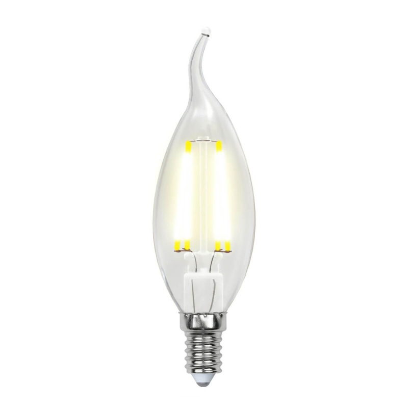 Лампа светодиодная филаментная (UL-00002199) Uniel E14 6W 3000K прозрачная LED-CW35-6W/WW/E14/CL GLA01TR